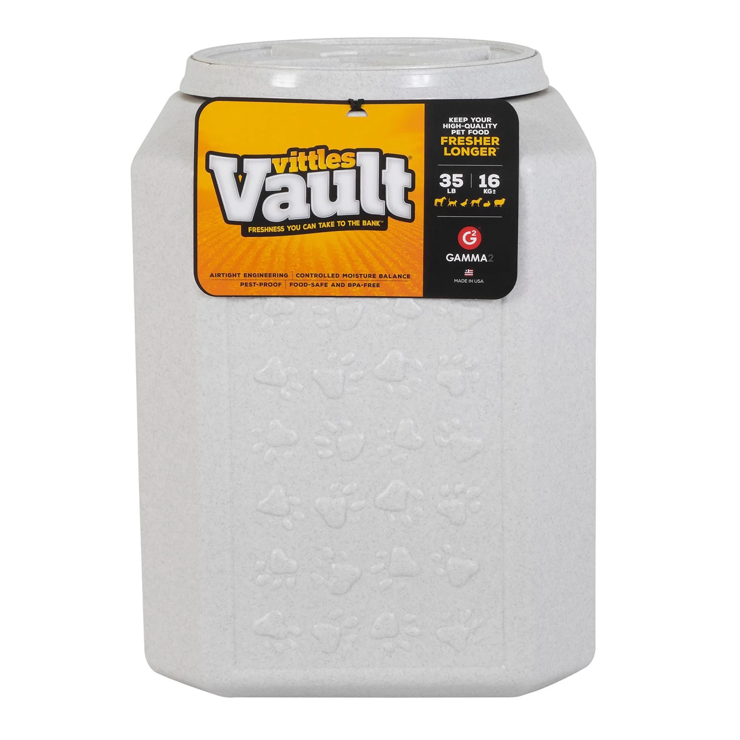 Vittles Vault® By GAMMA2 Outback Paw Print Pet Food Container 1 Vittles Vault® By GAMMA2 Outback Paw Print Pet Food Container