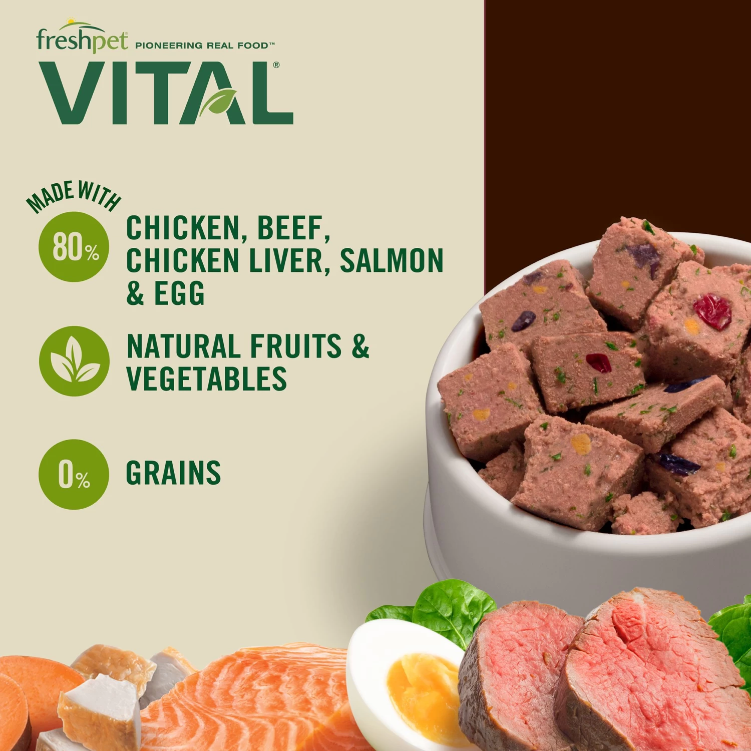 Freshpet® Vital™Grain Free Chicken, Beef, Salmon & Egg Adult Dog Food 3 Freshpet® Vital™Grain Free Chicken, Beef, Salmon & Egg Adult Dog Food - Image 3