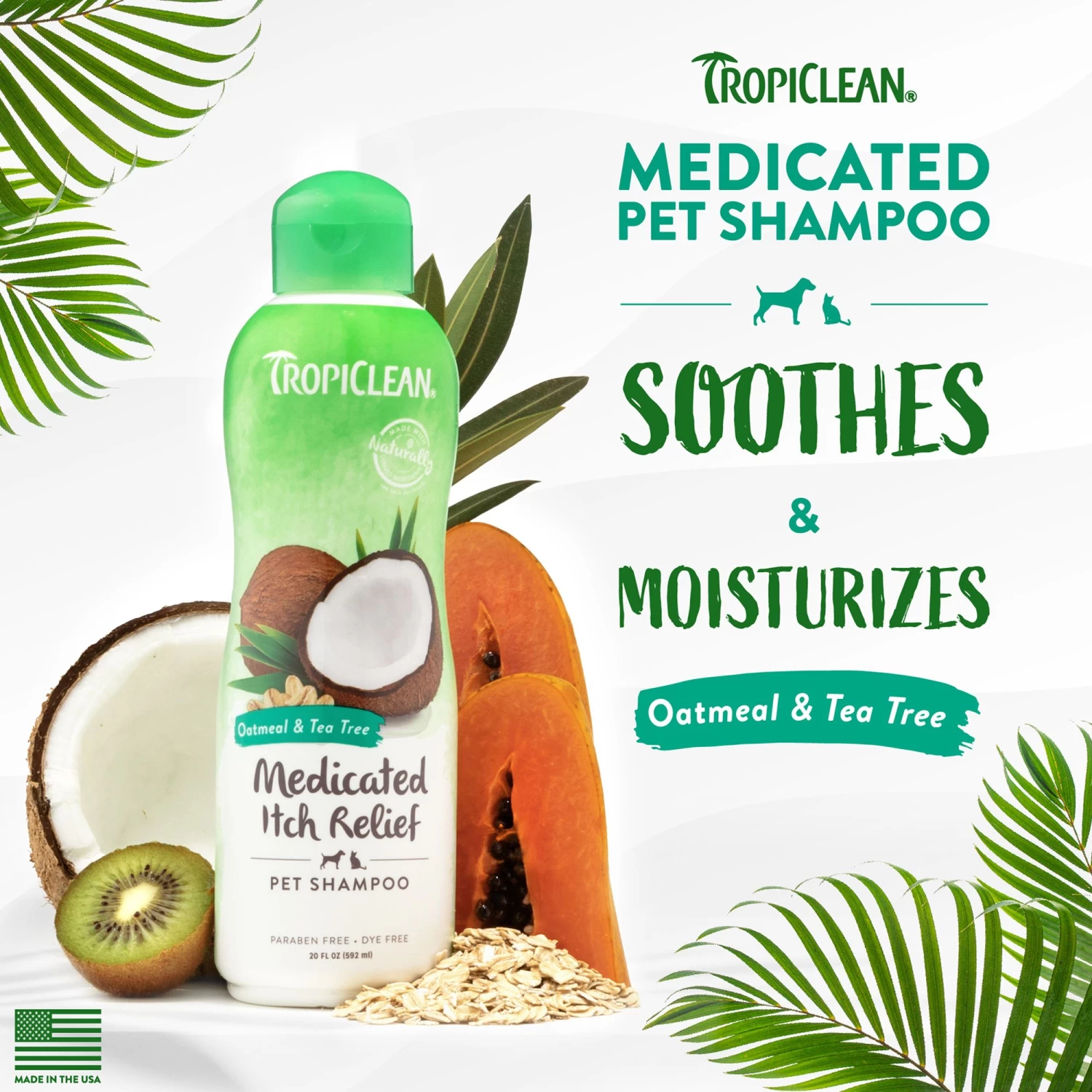 TropiClean® Medicated Oatmeal & Tea Tree Dog Shampoo 4 TropiClean® Medicated Oatmeal & Tea Tree Dog Shampoo - Image 4