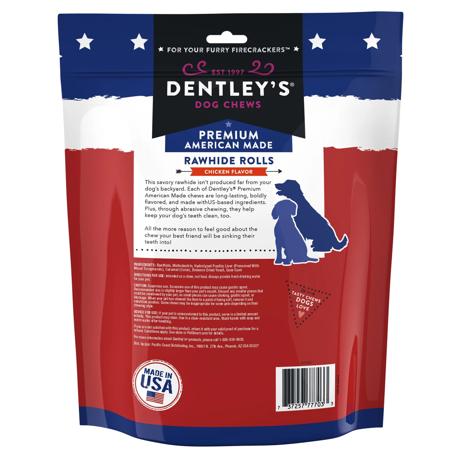 Dentley's® American Made 6" Rawhide Rolls Dog Chew - Chicken, 12 Count 2 Dentley's® American Made 6" Rawhide Rolls Dog Chew - Chicken, 12 Count - Image 2