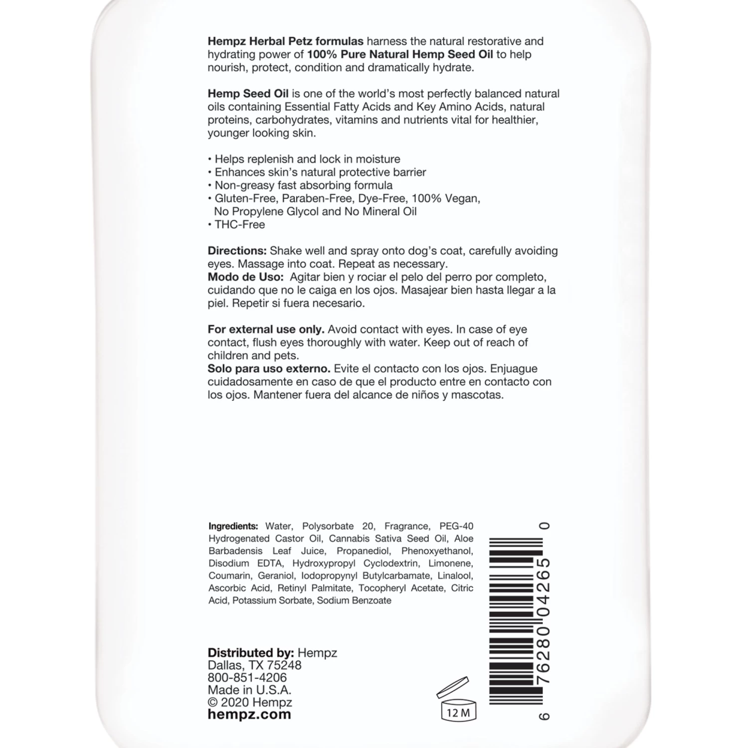 Hempz® Petz Herbal Deodorizing Cologne & Hydrating Mist - Creamy Citrus Orange & Red Raspberry 2 Hempz® Petz Herbal Deodorizing Cologne & Hydrating Mist - Creamy Citrus Orange & Red Raspberry - Image 2