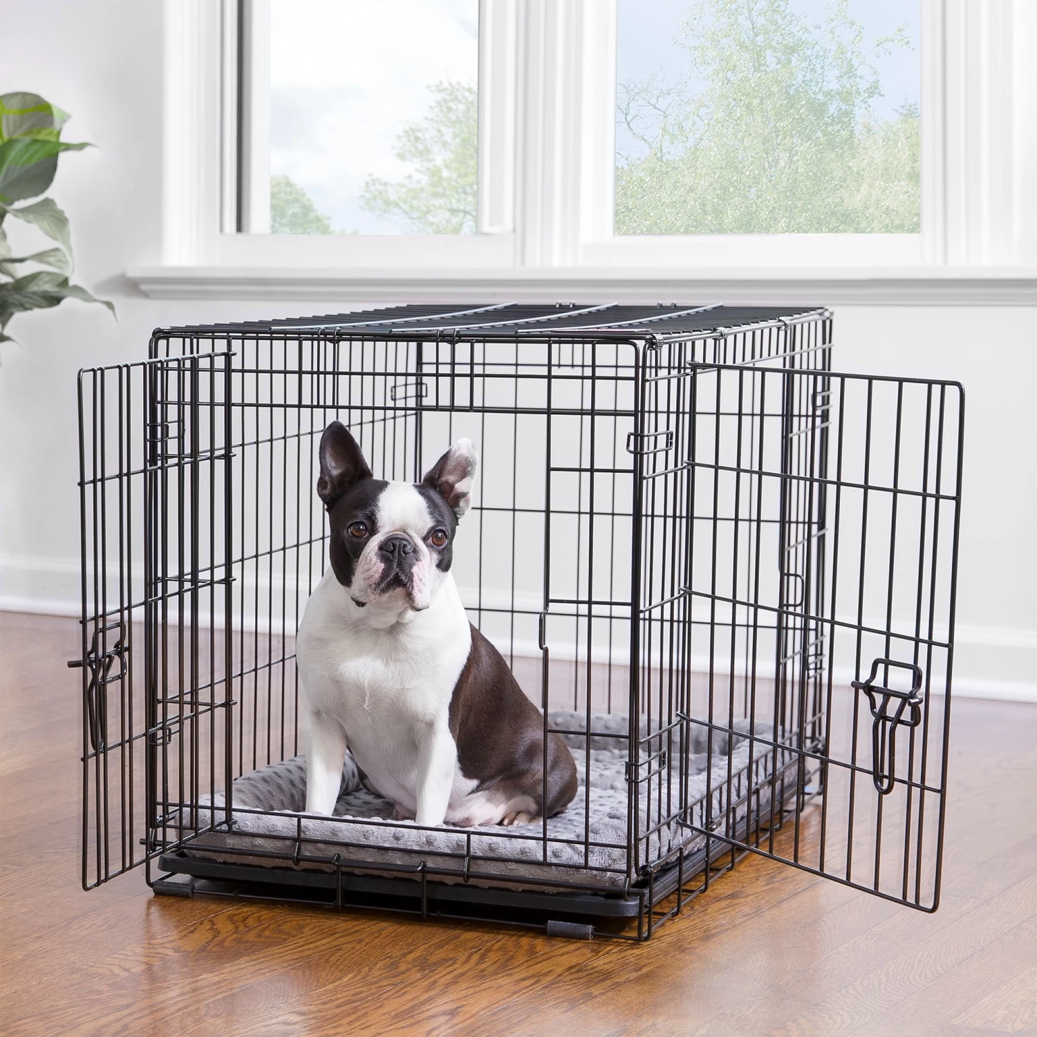 Top Paw® Double Door Folding Wire Dog Crate With Divider Panel 1 Top Paw® Double Door Folding Wire Dog Crate With Divider Panel