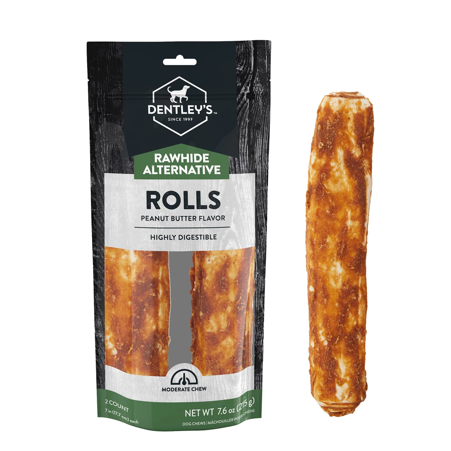 Dentley's® Rawhide-Free 7" Retriever Rolls Dog Chew - Peanut Butter, 2 Count 1 Dentley's® Rawhide-Free 7" Retriever Rolls Dog Chew - Peanut Butter, 2 Count