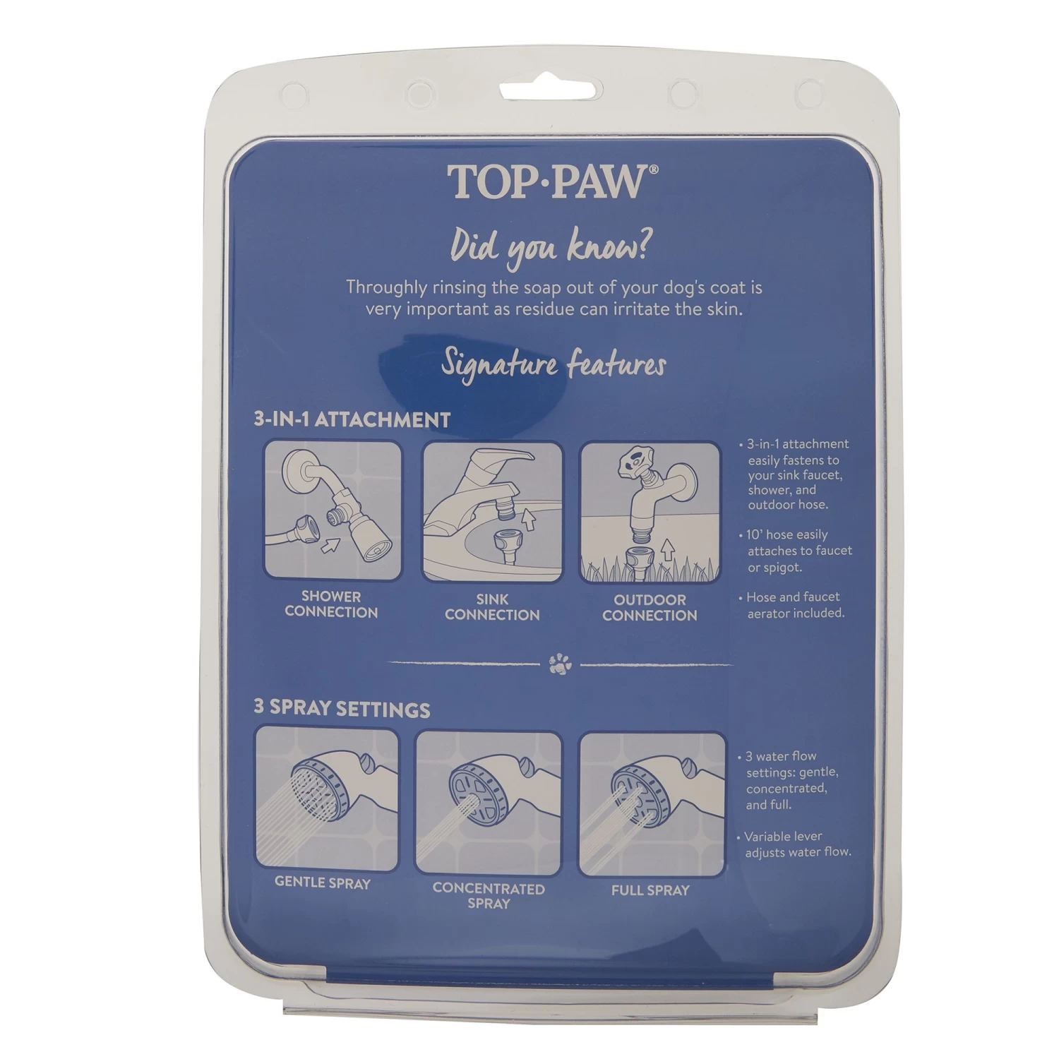 Top Paw 3-in-1 Faucet/Shower Sprayer 2 Top Paw 3-in-1 Faucet/Shower Sprayer - Image 2