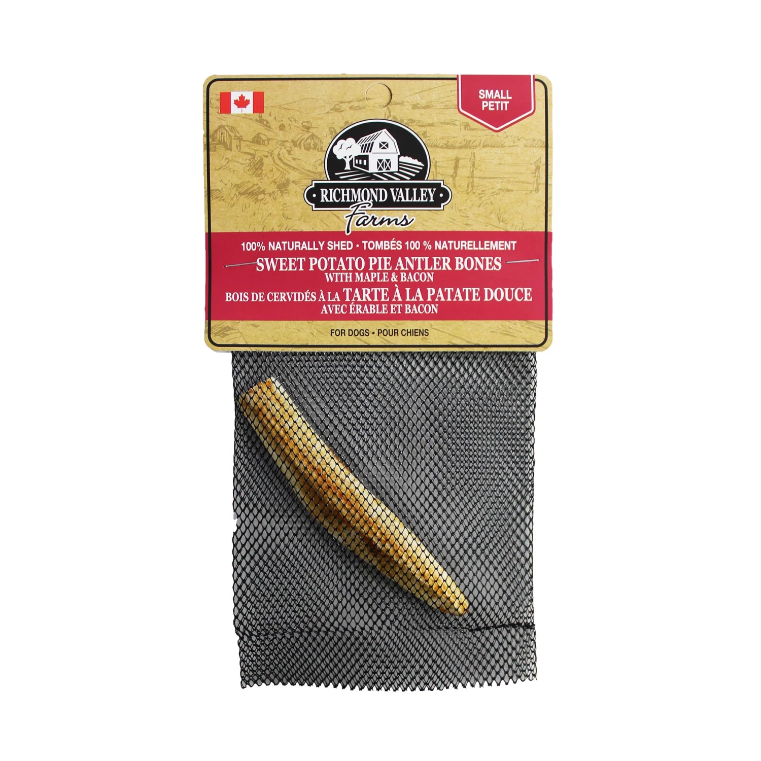 Richmond Valley Farms Sweet Potato Pie Antler Bone Dog Treat - With Maple & Bacon 1 Richmond Valley Farms Sweet Potato Pie Antler Bone Dog Treat - With Maple & Bacon