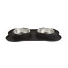 Top Paw® Black Silicone Double Dog Bowl With Mat, 1.75-cup