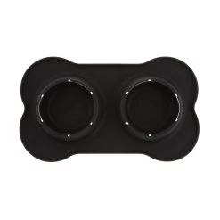 Top Paw® Black Silicone Double Dog Bowl With Mat, 1.75-cup -Pet Essentials Shop 5302394 alt2