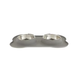Top Paw® Black Silicone Double Dog Bowl With Mat
