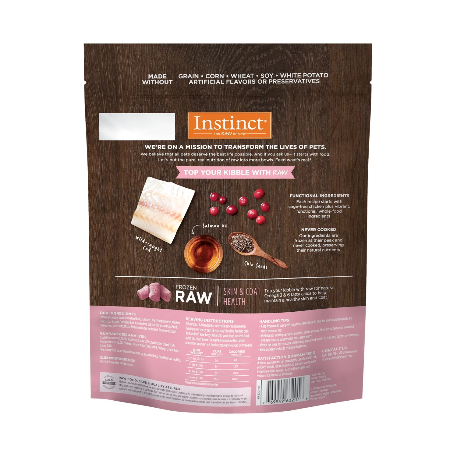 Instinct® Raw Boost Frozen All Life Stage Dog Food Topper - Skin & Coat Health 2 Instinct® Raw Boost Frozen All Life Stage Dog Food Topper - Skin & Coat Health - Image 2