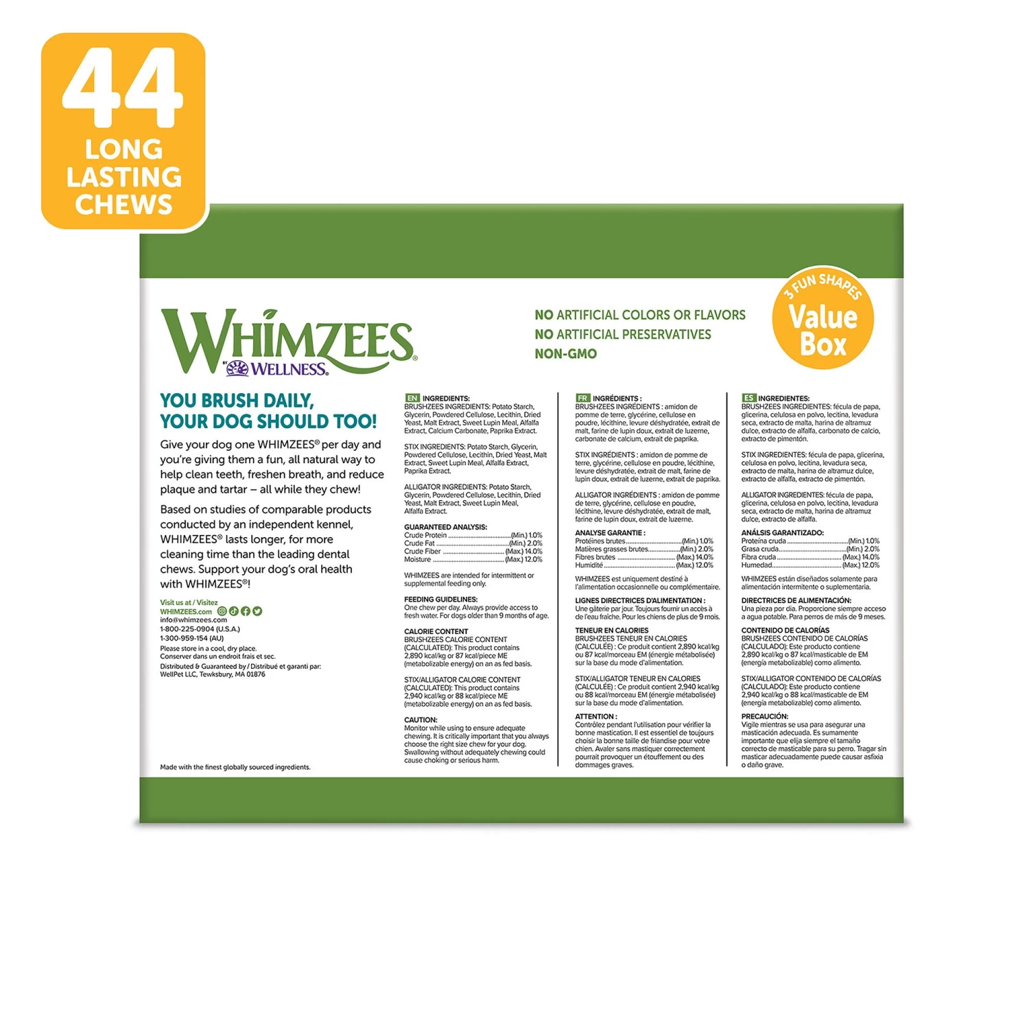 WHIMZEES Variety Value Box Medium Dental Dog Treat - Natural, Grain Free, 44 Count 2 WHIMZEES Variety Value Box Medium Dental Dog Treat - Natural, Grain Free, 44 Count - Image 2