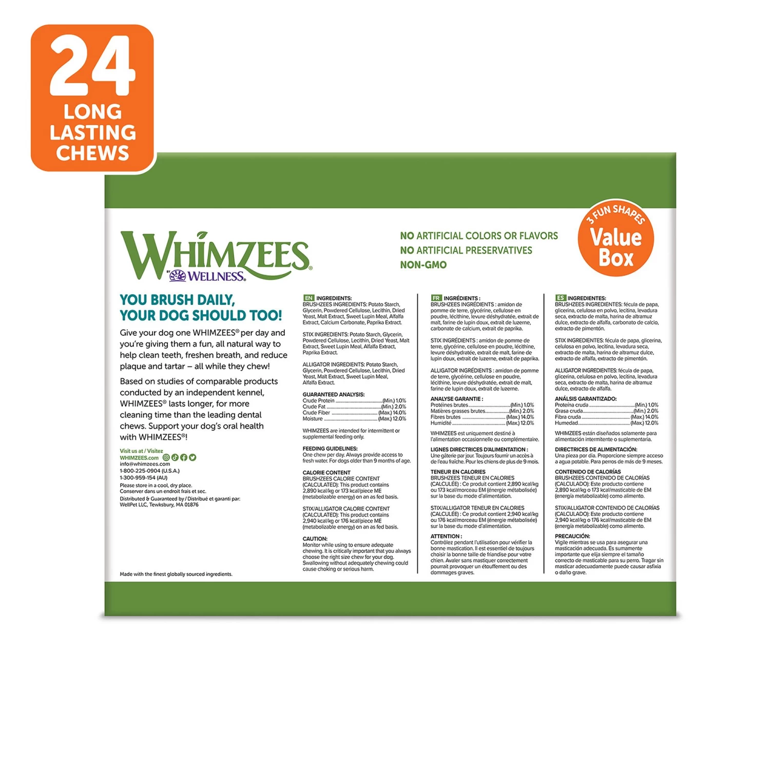 WHIMZEES Variety Value Box Large Dental Dog Treat - Natural, Grain Free, 24 Count 2 WHIMZEES Variety Value Box Large Dental Dog Treat - Natural, Grain Free, 24 Count - Image 2