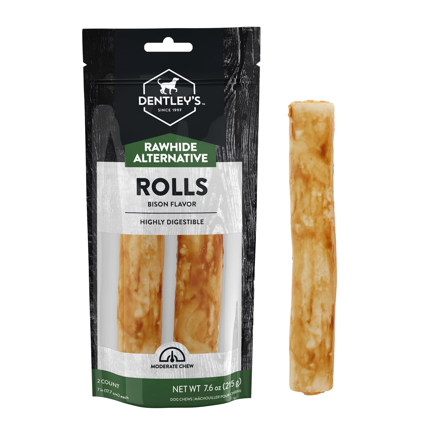 Dentley's® Rawhide-Free 7" Retriever Rolls Dog Chew - Bison, 2 Count 1 Dentley's® Rawhide-Free 7" Retriever Rolls Dog Chew - Bison, 2 Count