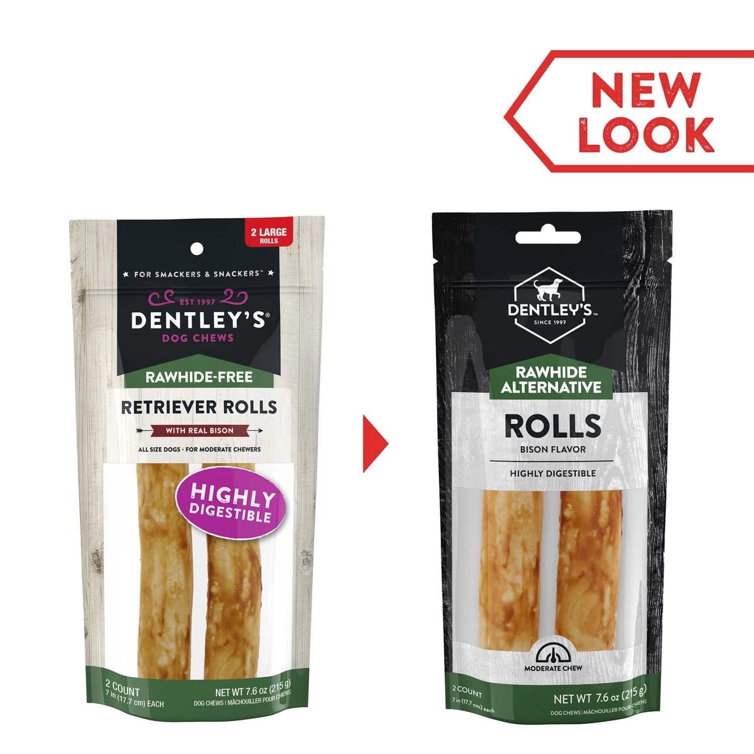 Dentley's® Rawhide-Free 7" Retriever Rolls Dog Chew - Bison, 2 Count 2 Dentley's® Rawhide-Free 7" Retriever Rolls Dog Chew - Bison, 2 Count - Image 2