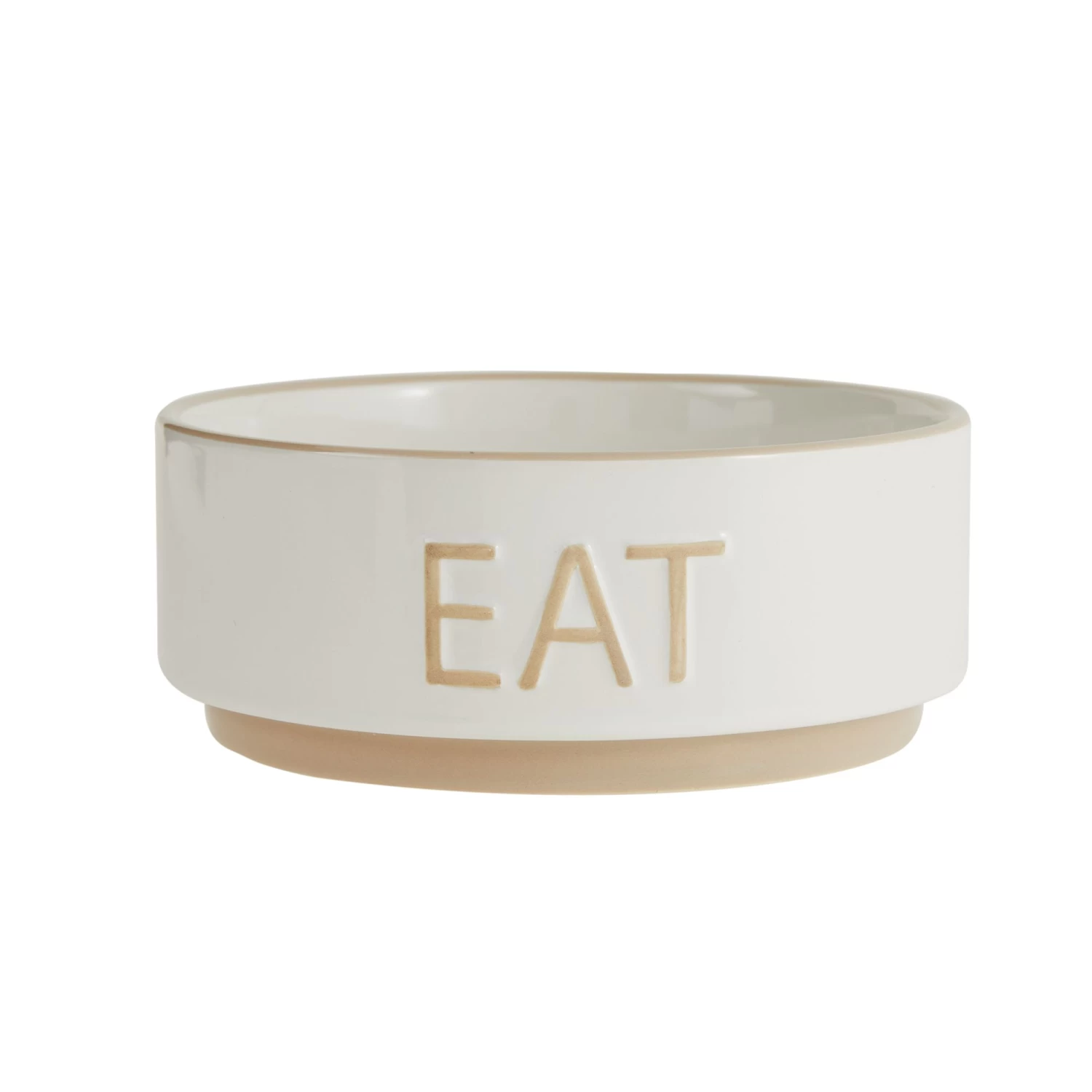 Top Paw® "Eat" White Embossed Ceramic Dog Bowl 1 Top Paw® "Eat" White Embossed Ceramic Dog Bowl