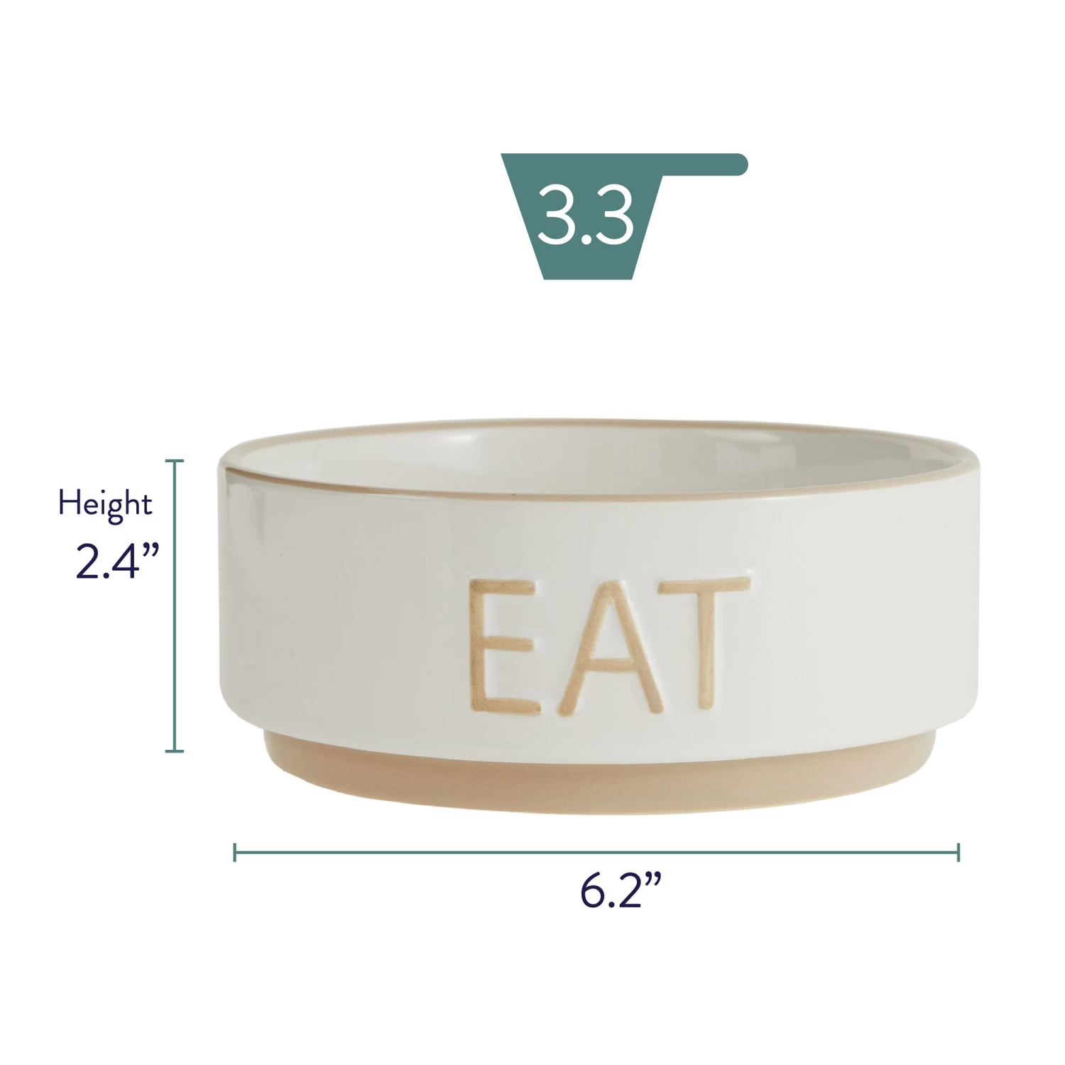 Top Paw® "Eat" White Embossed Ceramic Dog Bowl 2 Top Paw® "Eat" White Embossed Ceramic Dog Bowl - Image 2