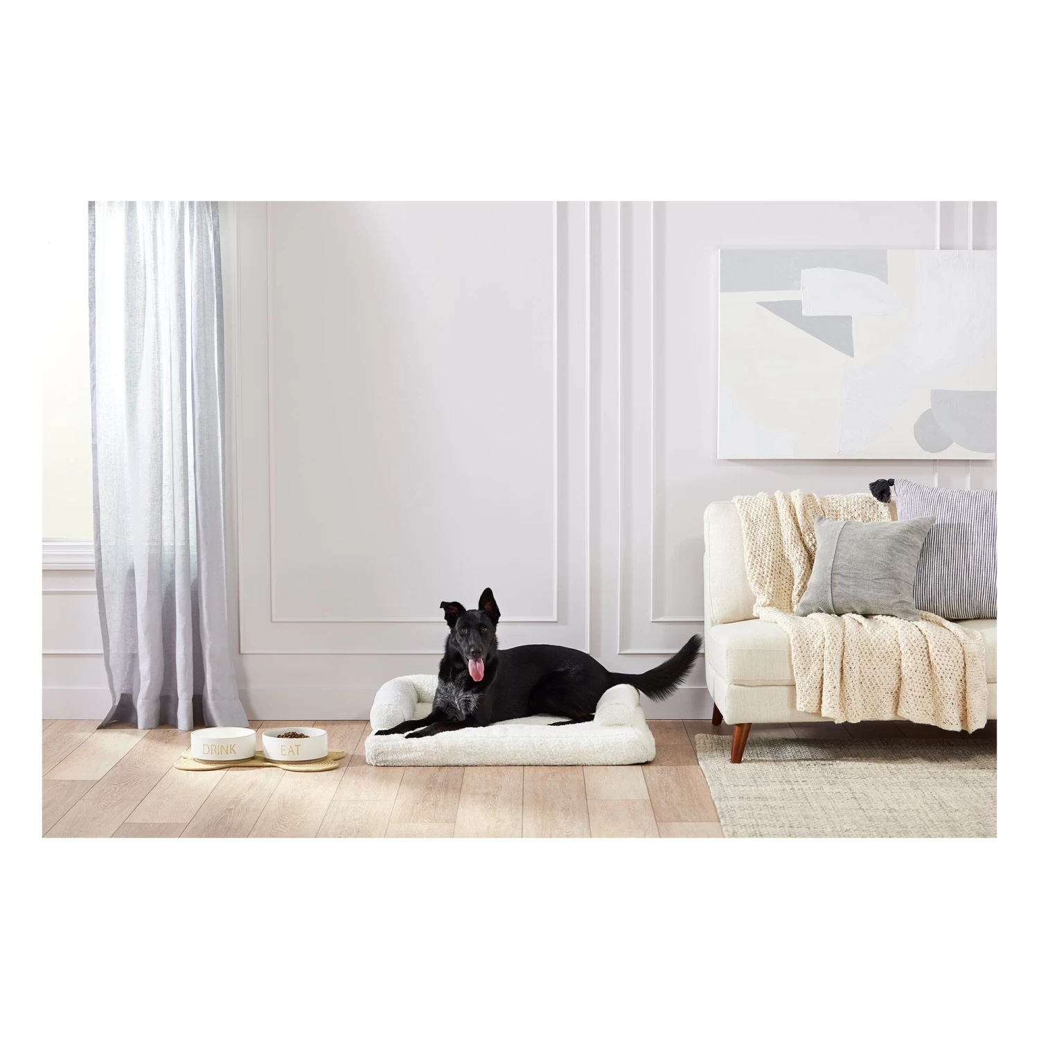 Top Paw® "Eat" White Embossed Ceramic Dog Bowl 3 Top Paw® "Eat" White Embossed Ceramic Dog Bowl - Image 3