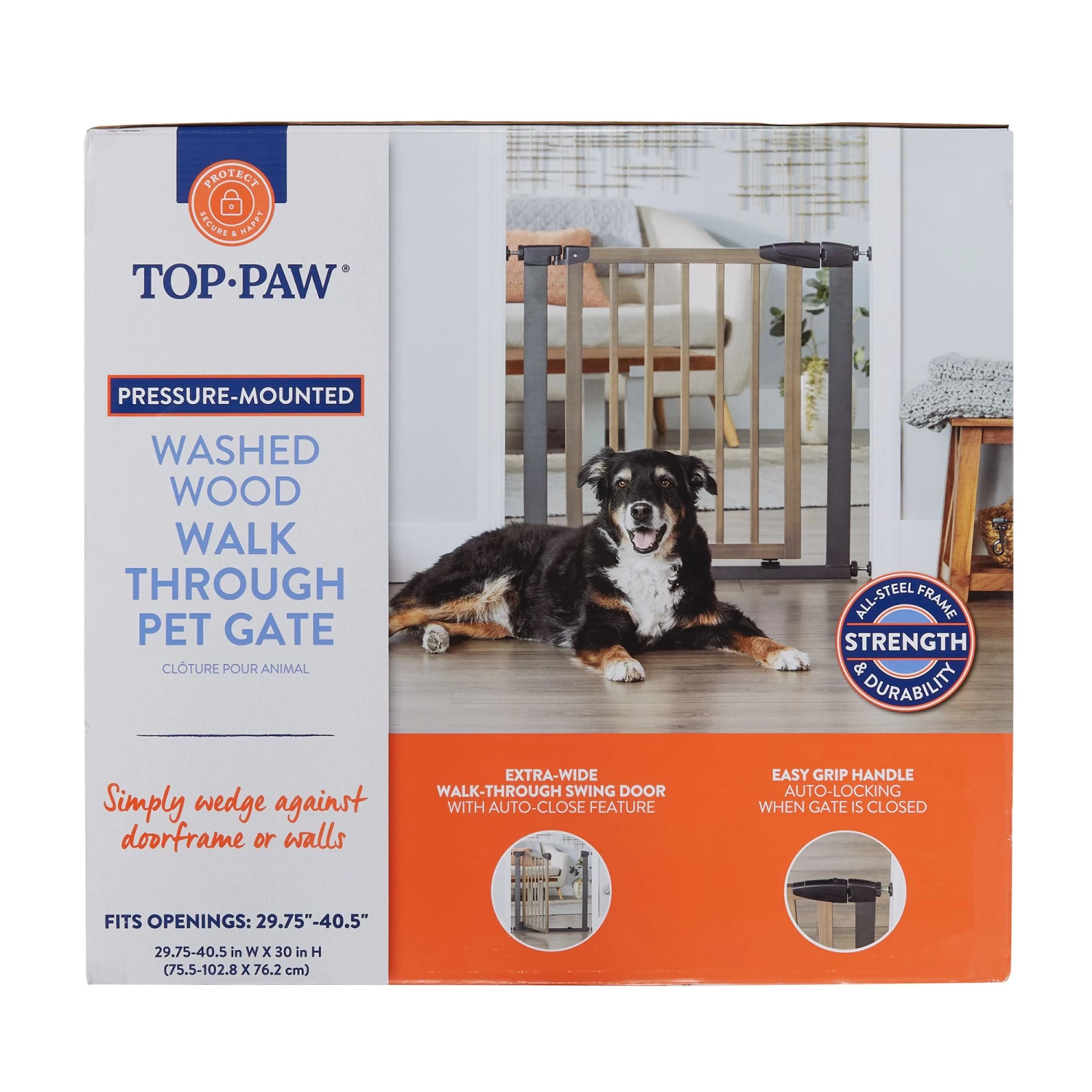 Top Paw Washed Wood Walk-Through Pet Gate 4 Top Paw Washed Wood Walk-Through Pet Gate - Image 4