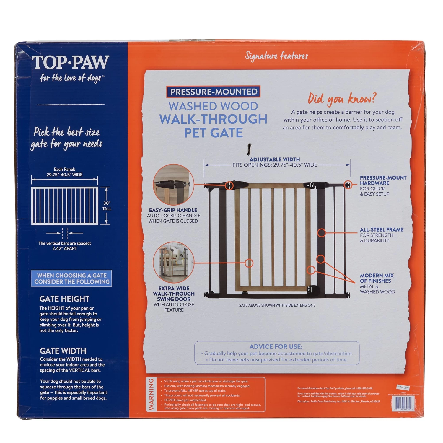 Top Paw Washed Wood Walk-Through Pet Gate 5 Top Paw Washed Wood Walk-Through Pet Gate - Image 5