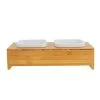 Top Paw® Modern Ceramic Cube Bowls & Wood Stand Double Diner Dog Bowl, 1.75-cup