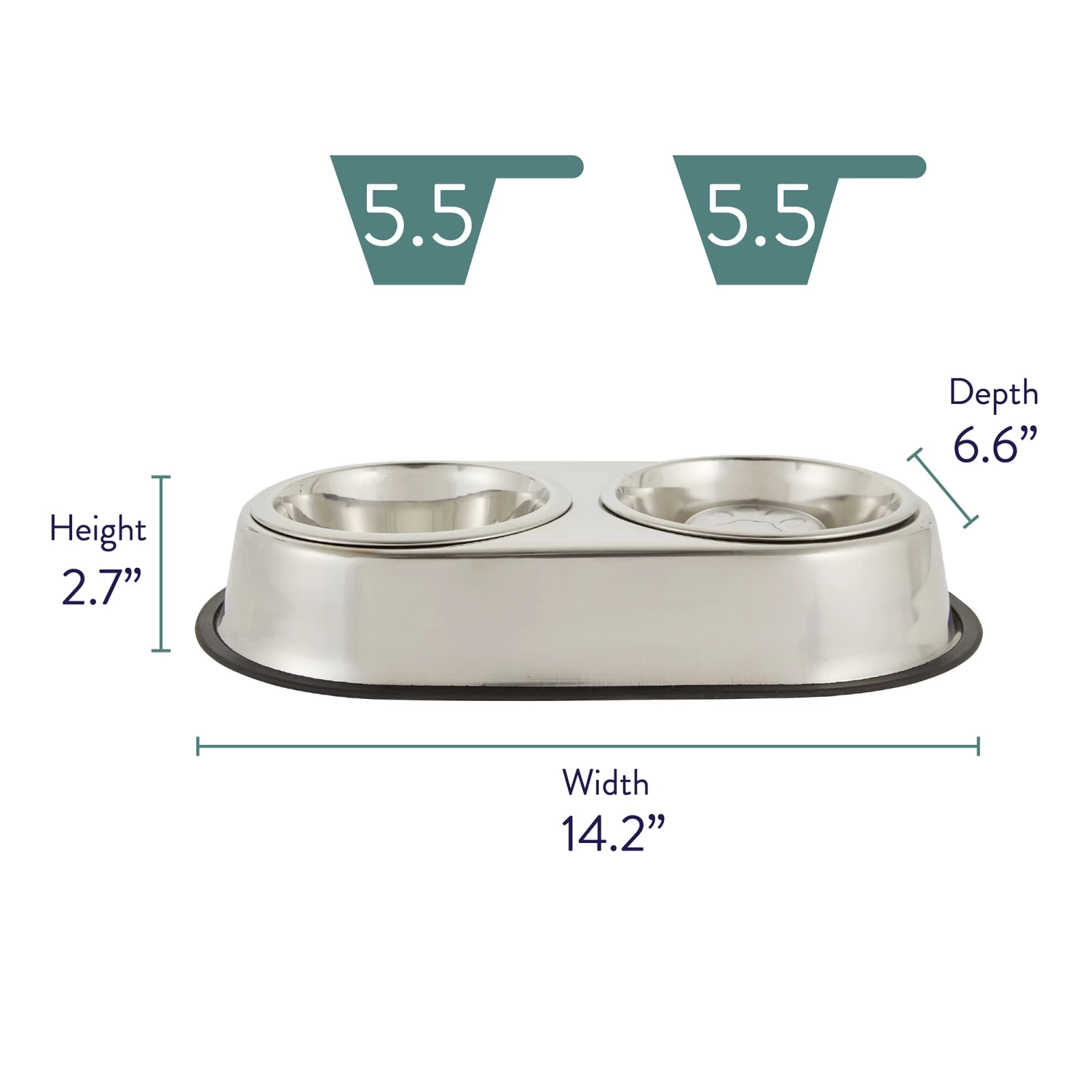 Top Paw® Elevated Platform Stainless Steel Slow-Feeder Double Diner Dog Bowl, 5.5-cup 2 Top Paw® Elevated Platform Stainless Steel Slow-Feeder Double Diner Dog Bowl, 5.5-cup - Image 2