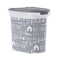Paw Prints Grey Print Pet Food Storage Container With Wheels, 26-lb