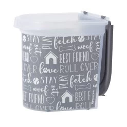 Paw Prints Grey Print Pet Food Storage Container With Wheels, 26-lb -Pet Essentials Shop 5311608 alt2