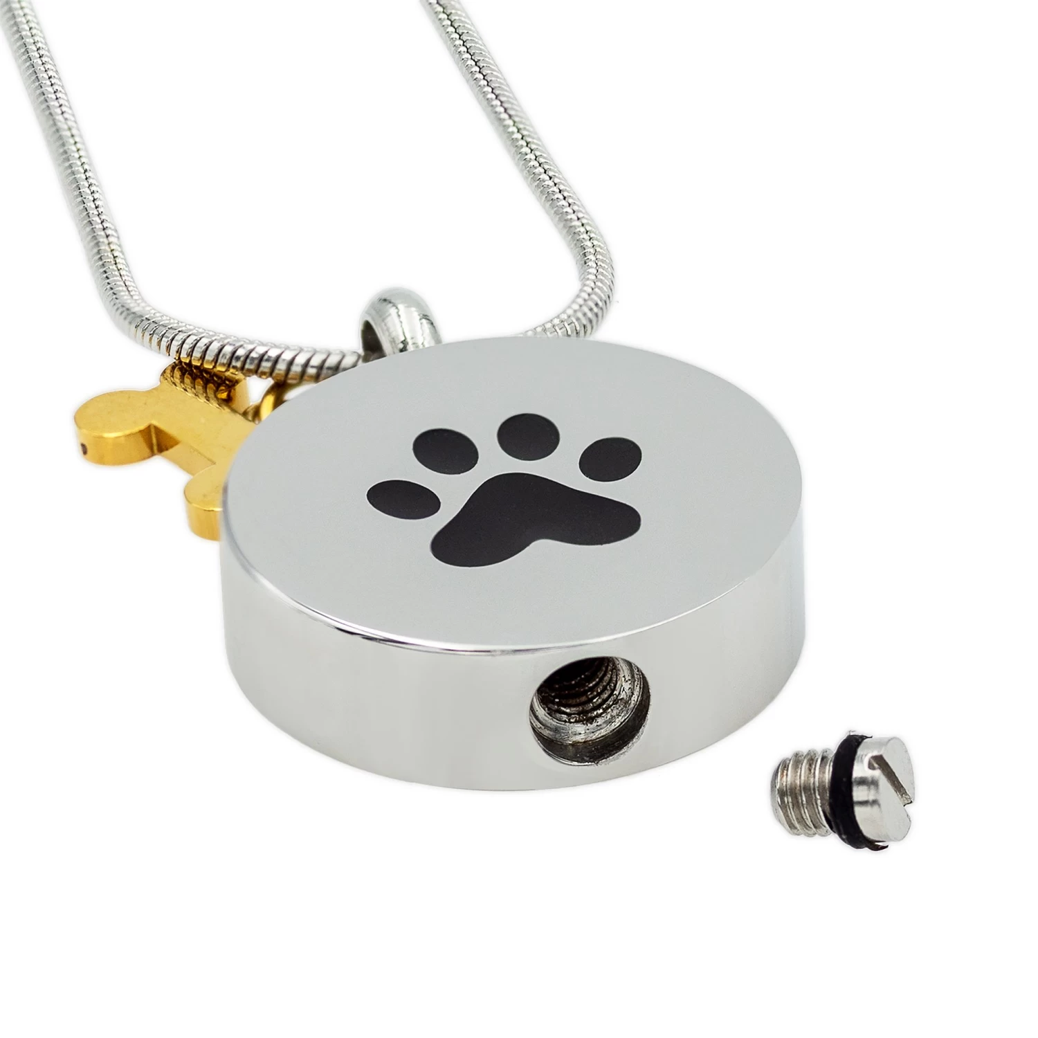 A Piece Of Them Small Paw With Gold Bone Pet Urn Necklace 2 A Piece Of Them Small Paw With Gold Bone Pet Urn Necklace - Image 2