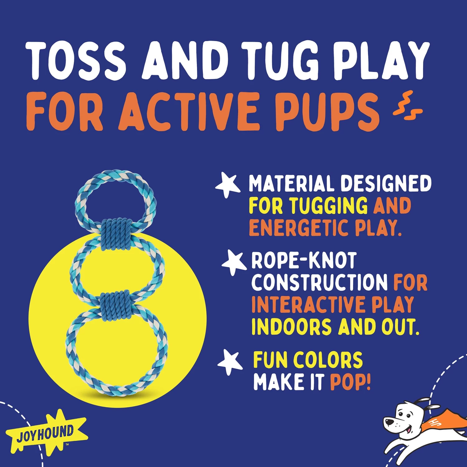 Joyhound Game On Triple Rings Rope Dog Toy 2 Joyhound Game On Triple Rings Rope Dog Toy - Image 2