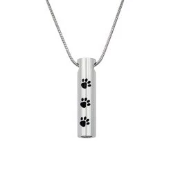 A Piece Of Them Cylinder Paw Print Pet Urn Necklace