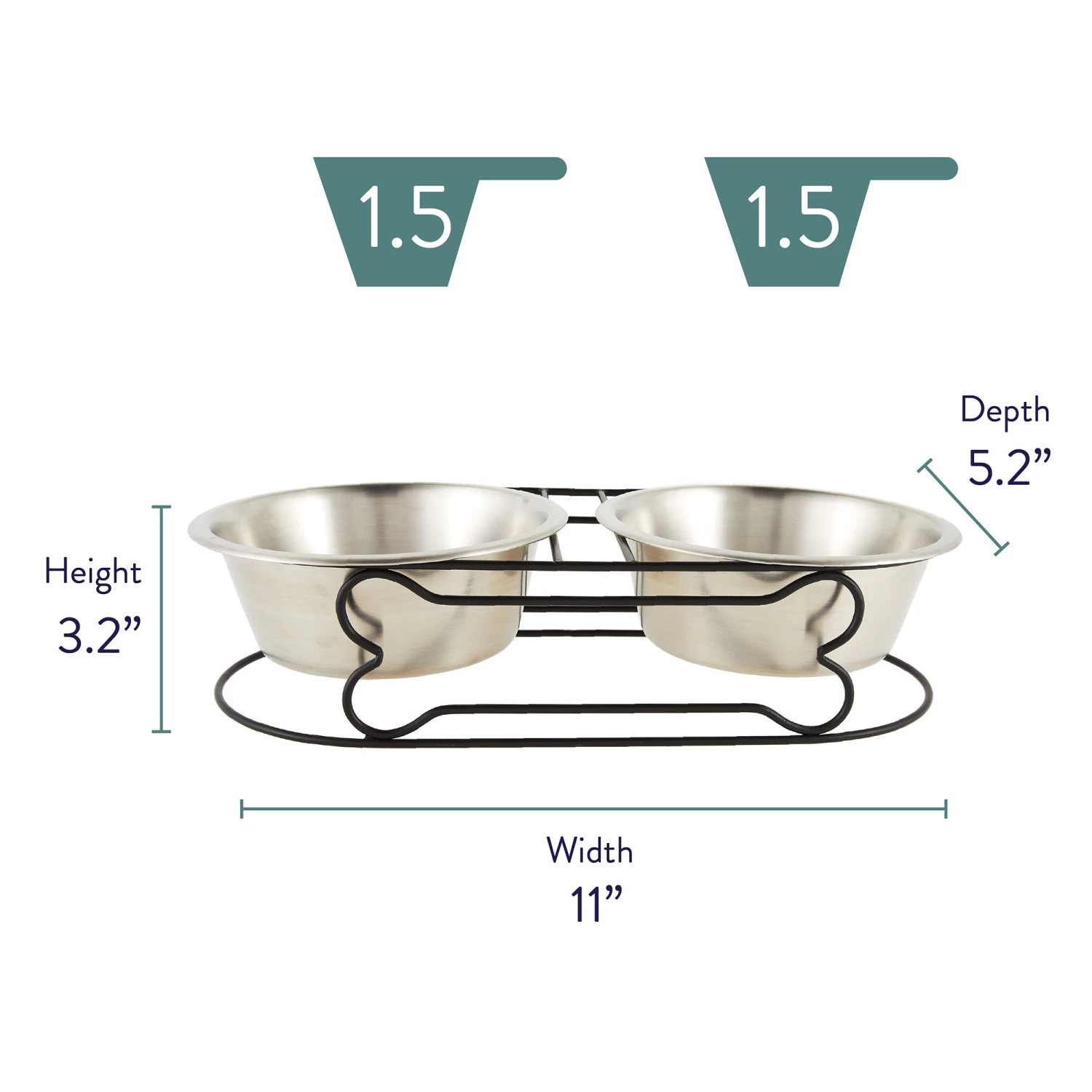 Top Paw® Elevated Stainless Steel Double Diner Dog Bowl 2 Top Paw® Elevated Stainless Steel Double Diner Dog Bowl - Image 2