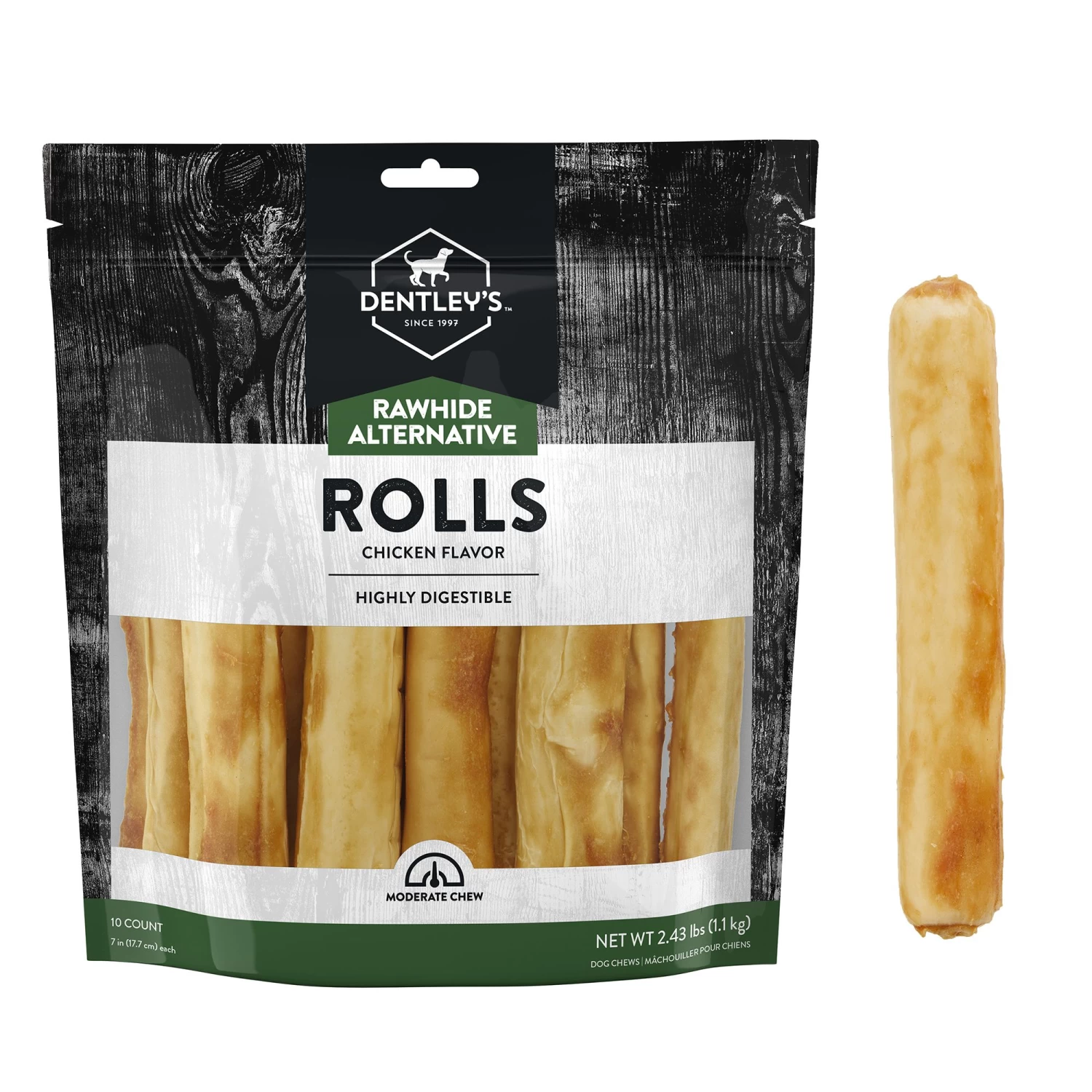 Dentley's Rawhide Free Retriever Rolls 7" Dog Treats - 10 Count 1 Dentley's Rawhide Free Retriever Rolls 7" Dog Treats - 10 Count