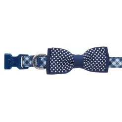 Top Paw® Blue Plaid With Bow Tie Adjustable Dog Collar