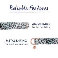 Top Paw® Teal Cheetah Neoprene Adjustable Dog Collar -Pet Essentials Shop 5327141 alt2