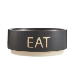 Top Paw® Black Embossed "EAT" Ceramic Dog Bowl