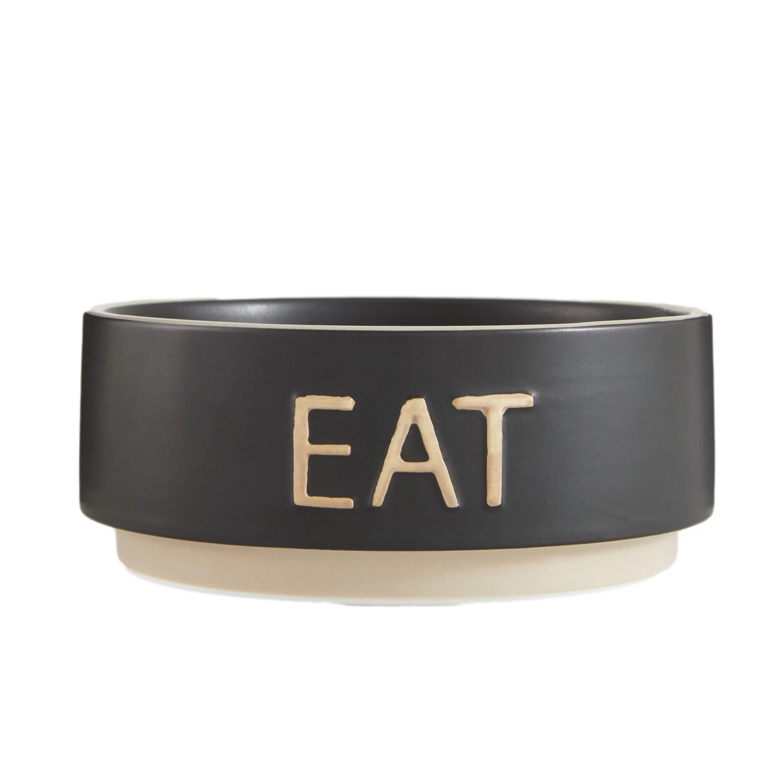 Top Paw® Black Embossed "EAT" Ceramic Dog Bowl 1 Top Paw® Black Embossed "EAT" Ceramic Dog Bowl