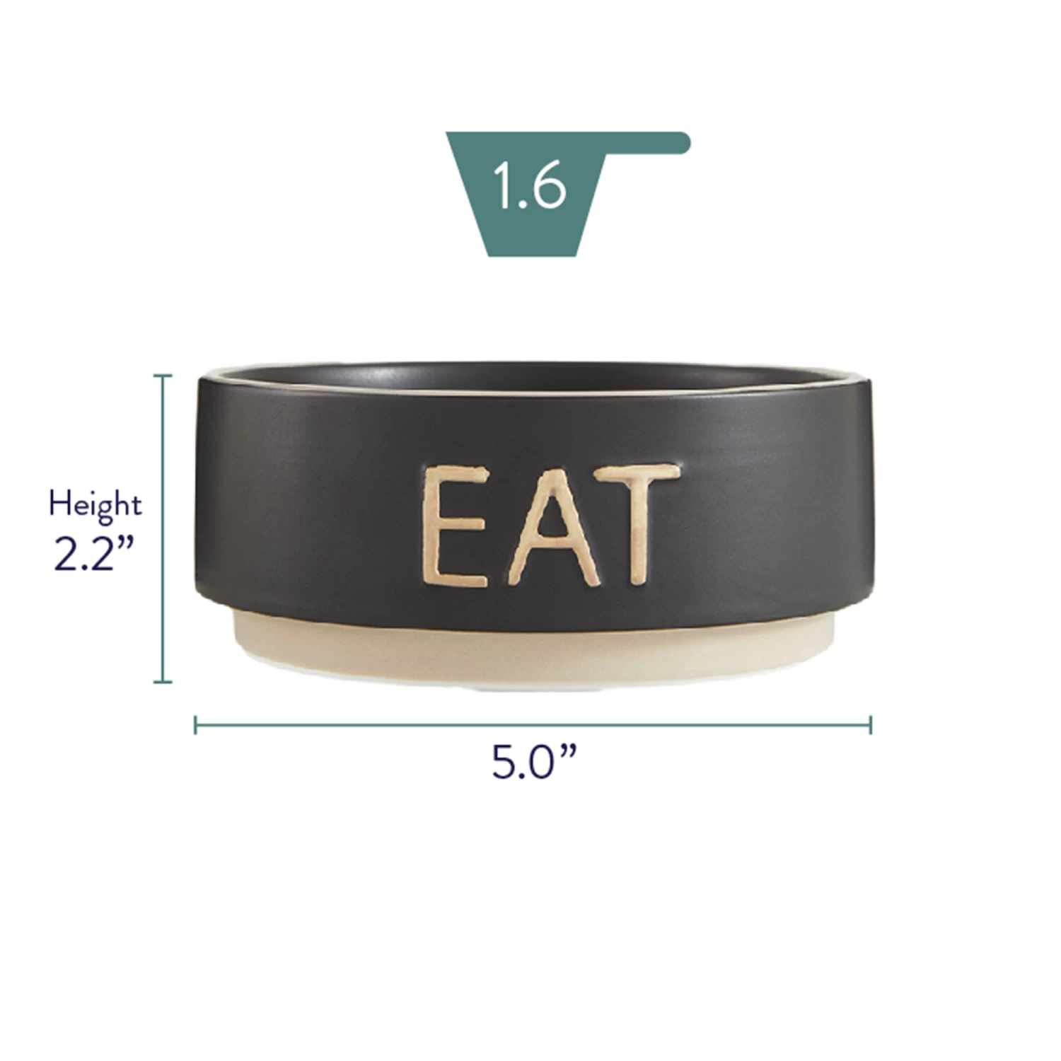 Top Paw® Black Embossed "EAT" Ceramic Dog Bowl 2 Top Paw® Black Embossed "EAT" Ceramic Dog Bowl - Image 2