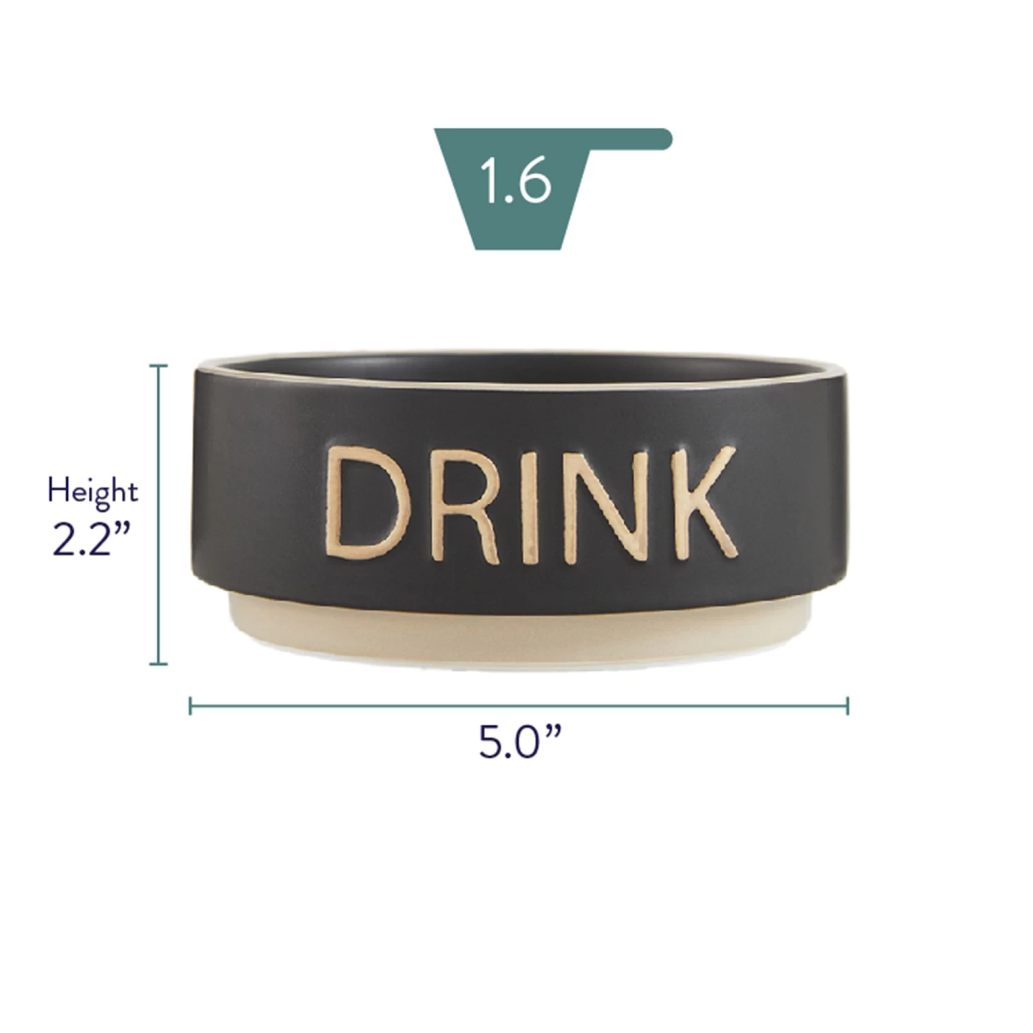 Top Paw® Black Embossed "DRINK" Ceramic Dog Bowl 2 Top Paw® Black Embossed "DRINK" Ceramic Dog Bowl - Image 2
