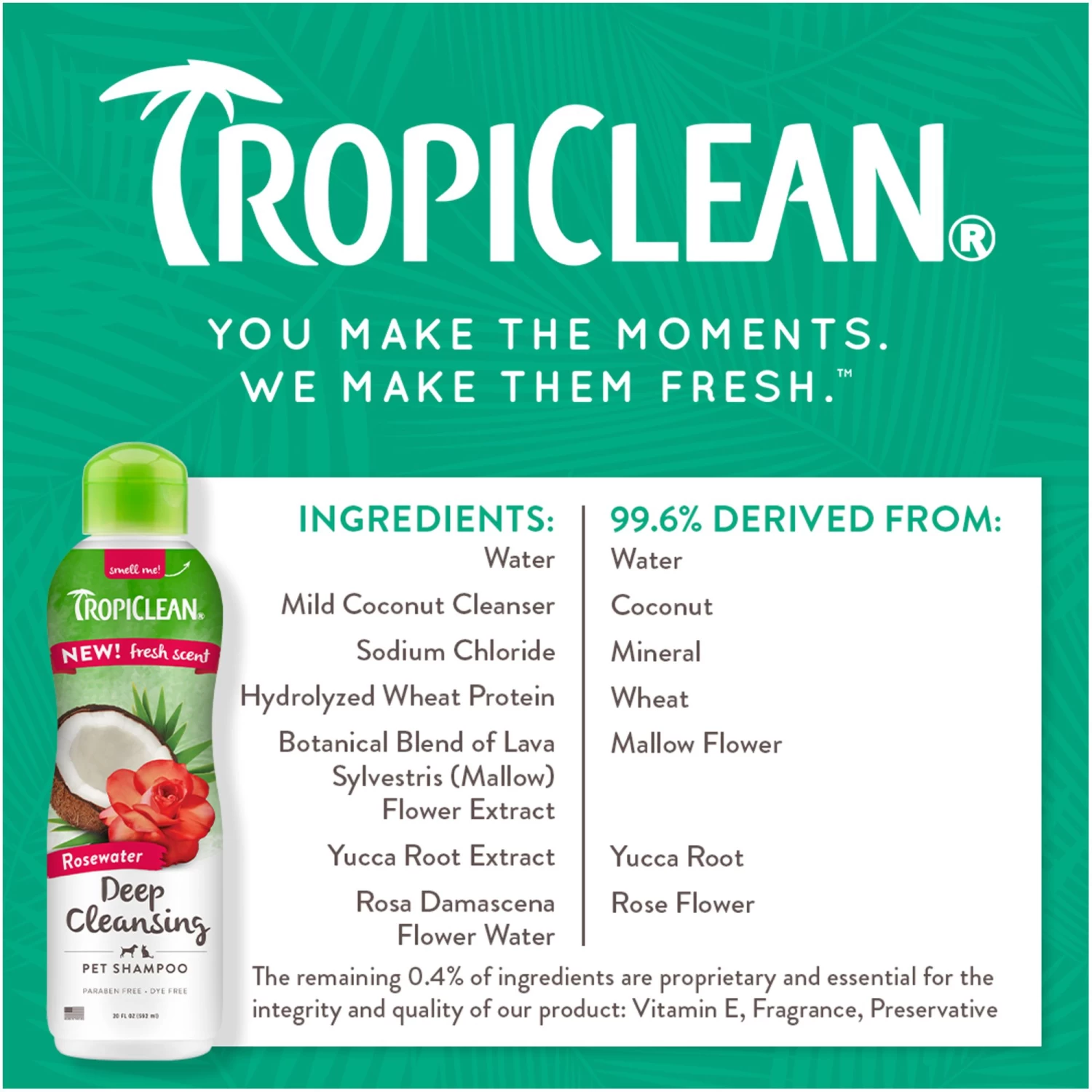 TropiClean® Rosewater Deep Cleansing Pet Shampoo - 20 Fl Oz 3 TropiClean® Rosewater Deep Cleansing Pet Shampoo - 20 Fl Oz - Image 3