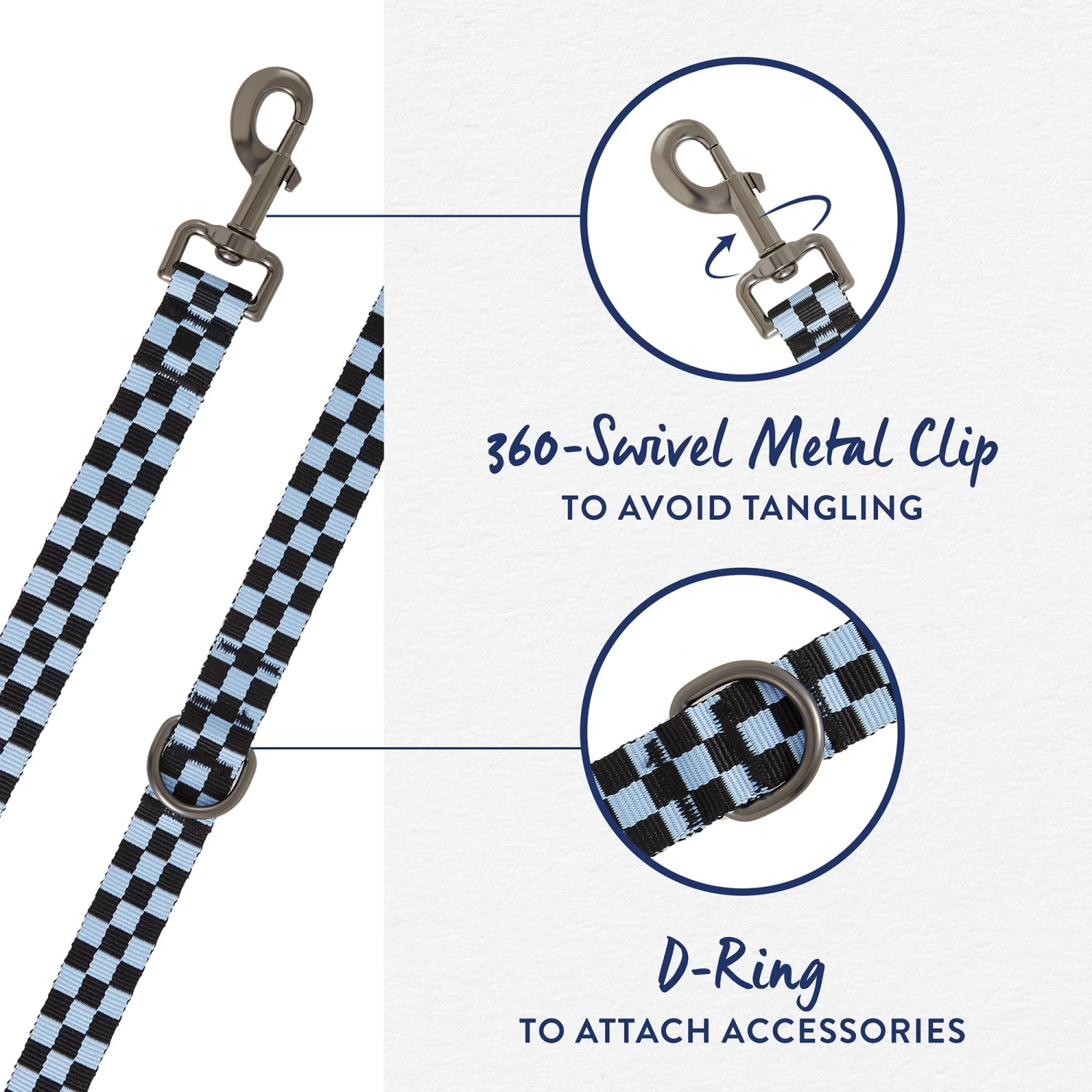 Top Paw® Checkered Dog Leash: 4-ft Long, 1-in Wide 3 Top Paw® Checkered Dog Leash: 4-ft Long, 1-in Wide - Image 3