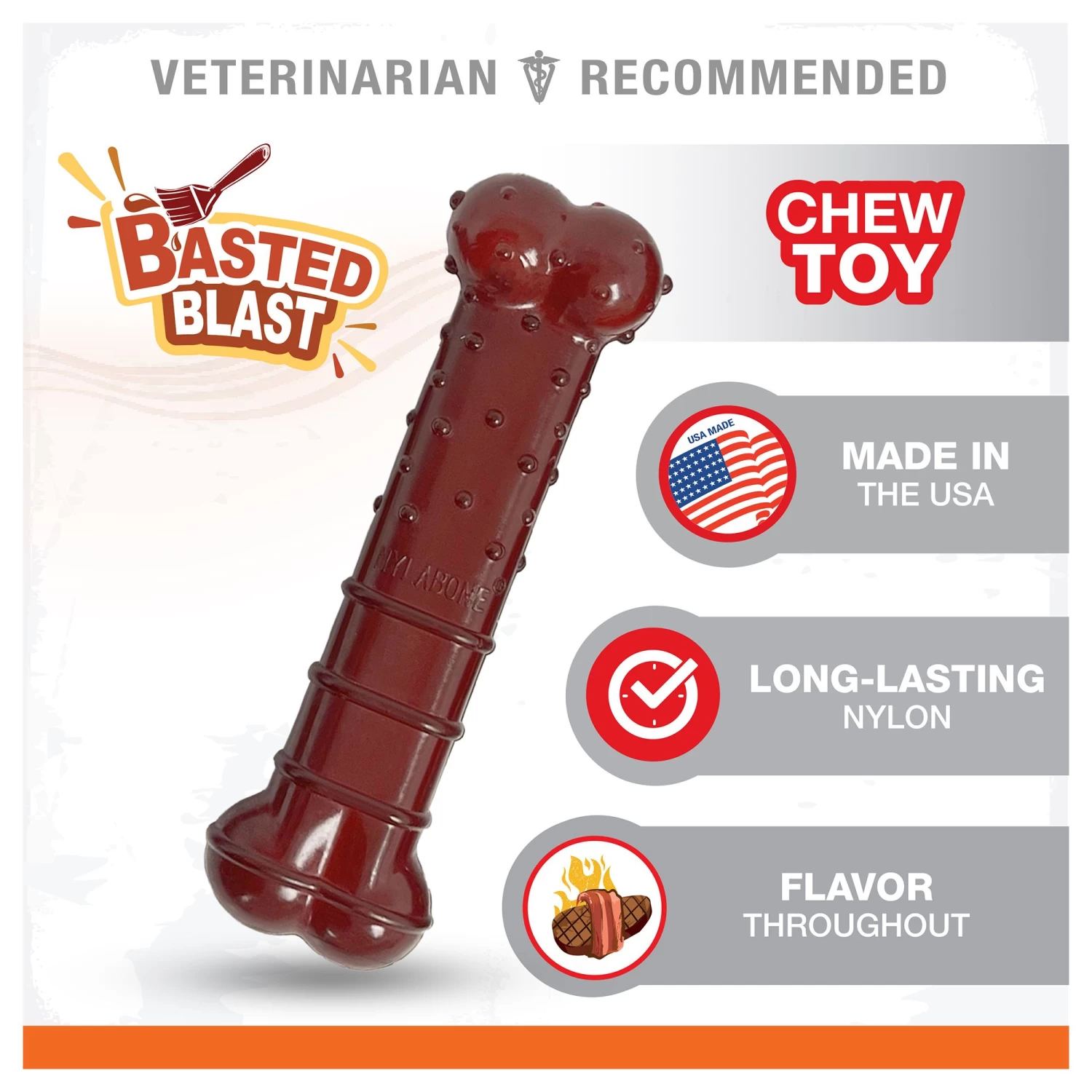 Nylabone® Power Chew Basted Blast Dog Toy - Bacon & Steak Flavor 2 Nylabone® Power Chew Basted Blast Dog Toy - Bacon & Steak Flavor - Image 2