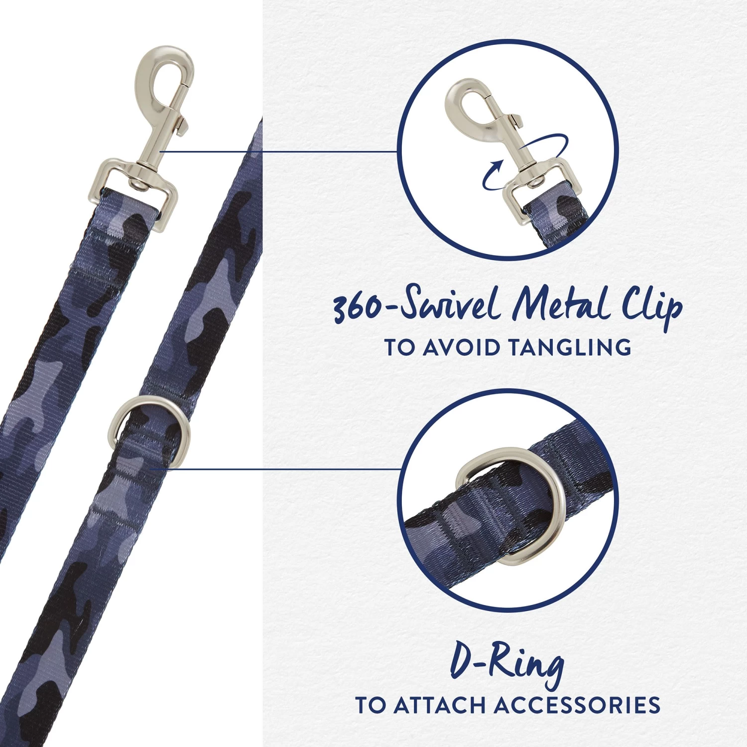 Top Paw® Grey Camo Dog Leash: 4-ft Long, 1-in Wide 3 Top Paw® Grey Camo Dog Leash: 4-ft Long, 1-in Wide - Image 3