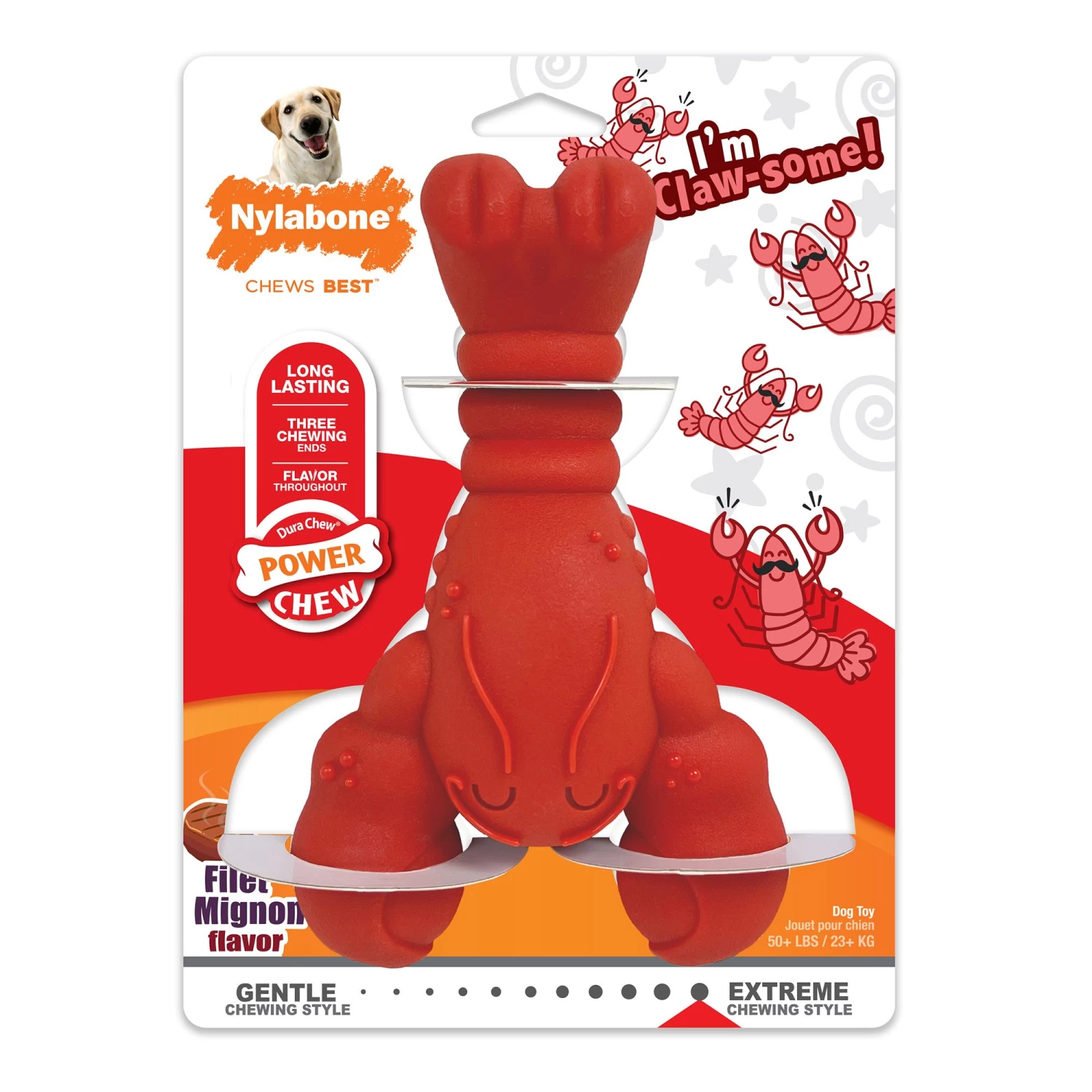Nylabone® Power Chew Lobster "I'm Claw-some!" Dog Toy - Filet Mignon Flavor 1 Nylabone® Power Chew Lobster "I'm Claw-some!" Dog Toy - Filet Mignon Flavor
