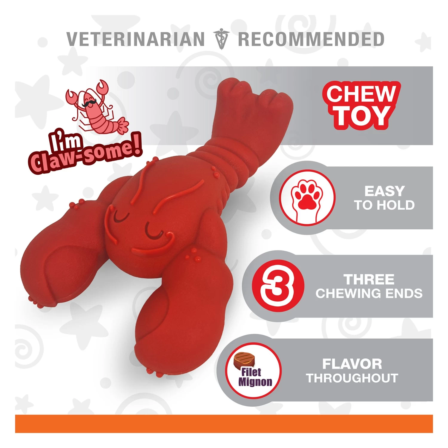 Nylabone® Power Chew Lobster "I'm Claw-some!" Dog Toy - Filet Mignon Flavor 4 Nylabone® Power Chew Lobster "I'm Claw-some!" Dog Toy - Filet Mignon Flavor - Image 4