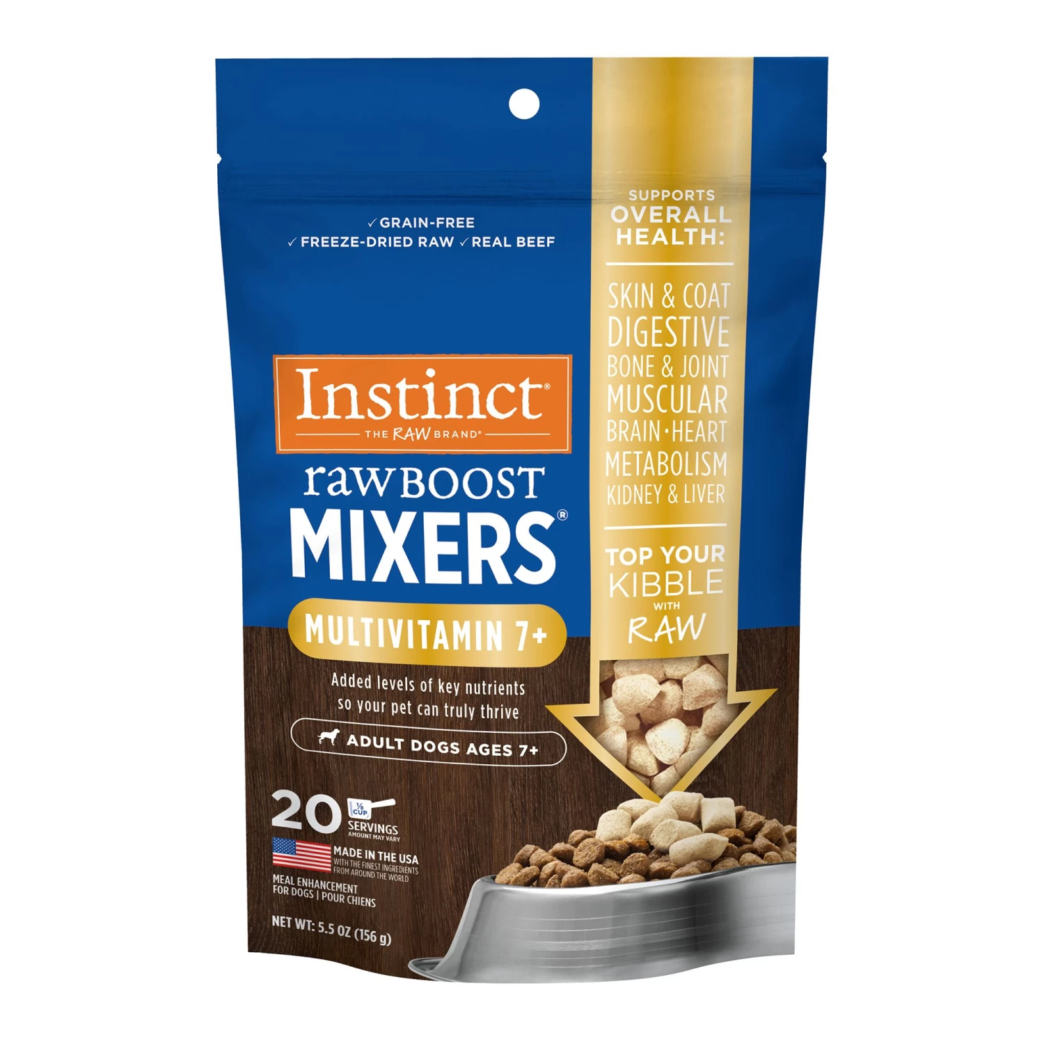 Instinct Raw Boost Mixers Multivitamin Freeze-Dried Adults 7+ Senior Dog Food Topper - Beef 1 Instinct Raw Boost Mixers Multivitamin Freeze-Dried Adults 7+ Senior Dog Food Topper - Beef