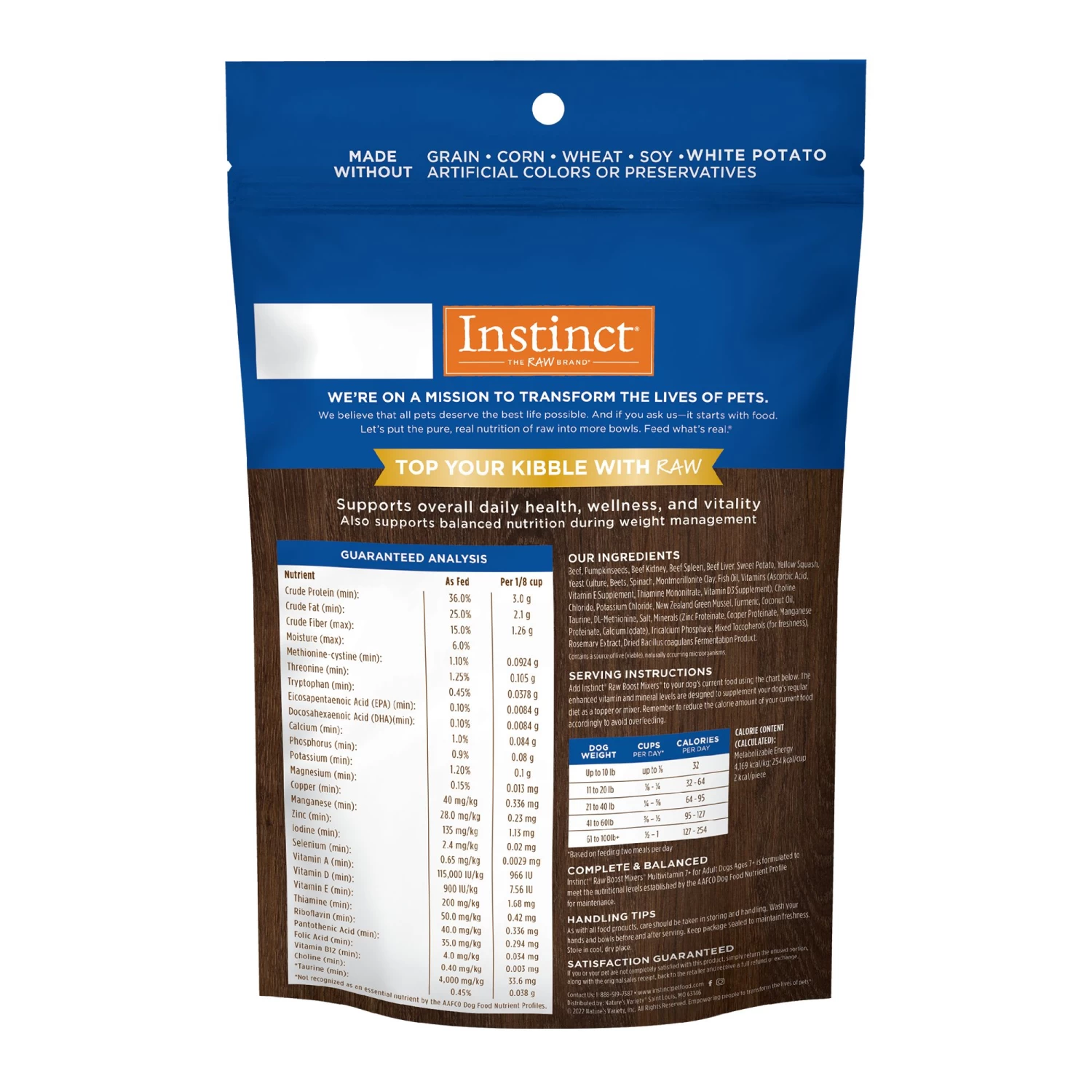 Instinct Raw Boost Mixers Multivitamin Freeze-Dried Adults 7+ Senior Dog Food Topper - Beef 2 Instinct Raw Boost Mixers Multivitamin Freeze-Dried Adults 7+ Senior Dog Food Topper - Beef - Image 2