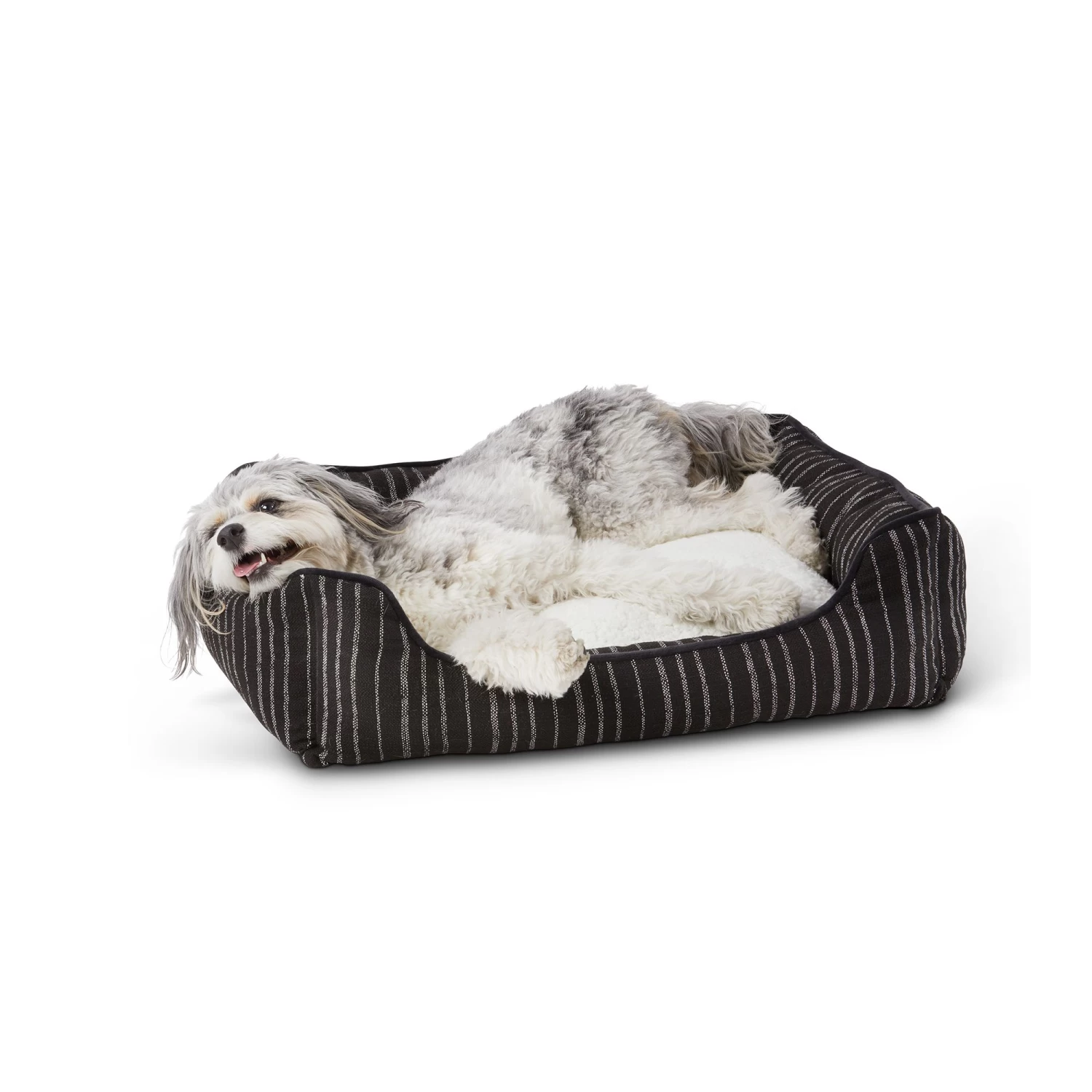 Top Paw® Black & White Striped Cuddler Dog Bed 1 Top Paw® Black & White Striped Cuddler Dog Bed