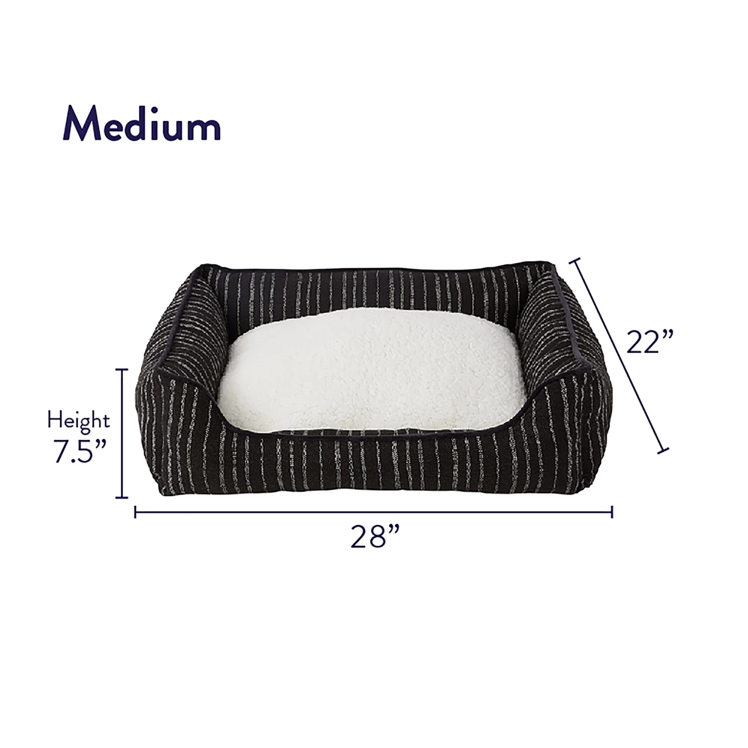 Top Paw® Black & White Striped Cuddler Dog Bed 2 Top Paw® Black & White Striped Cuddler Dog Bed - Image 2