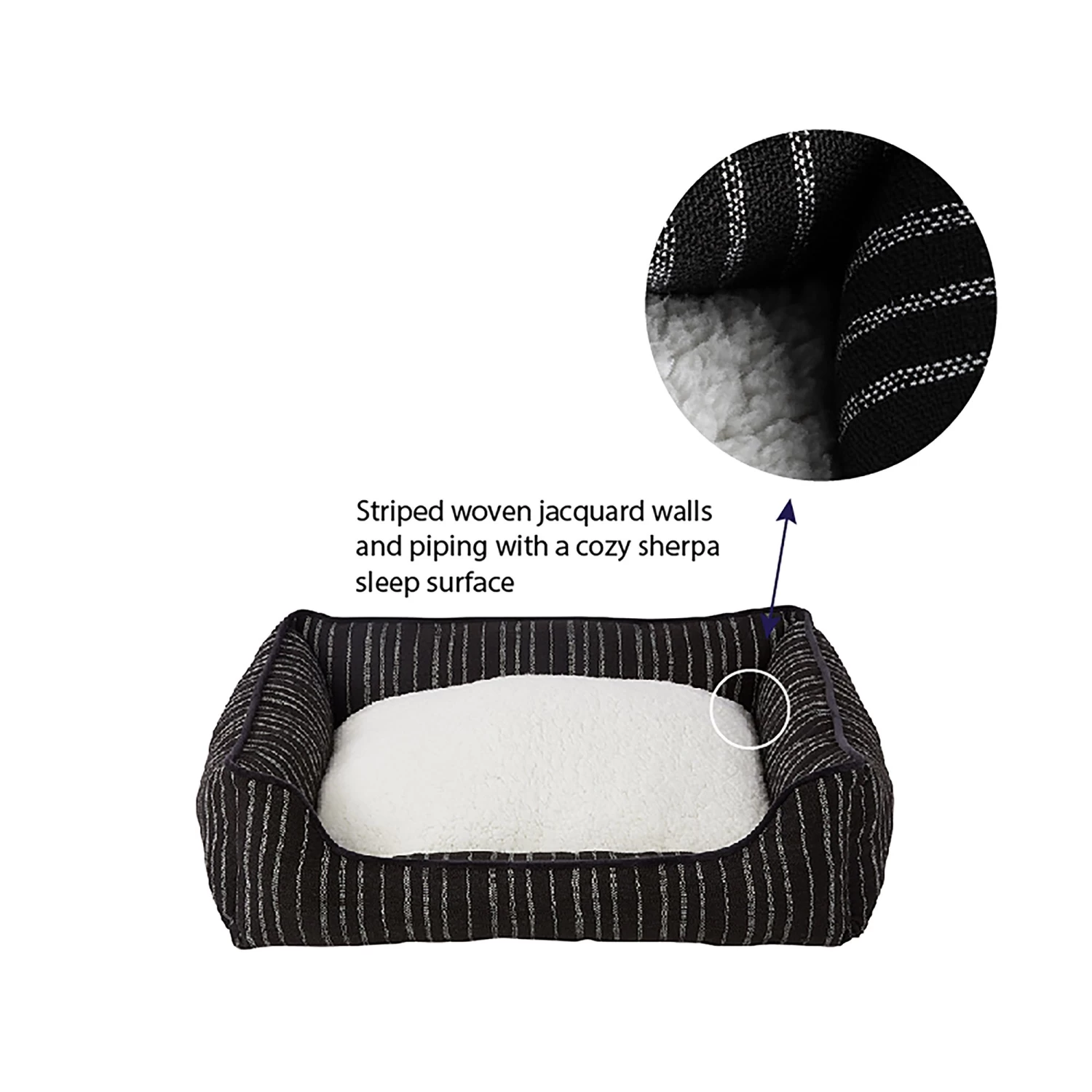 Top Paw® Black & White Striped Cuddler Dog Bed 3 Top Paw® Black & White Striped Cuddler Dog Bed - Image 3