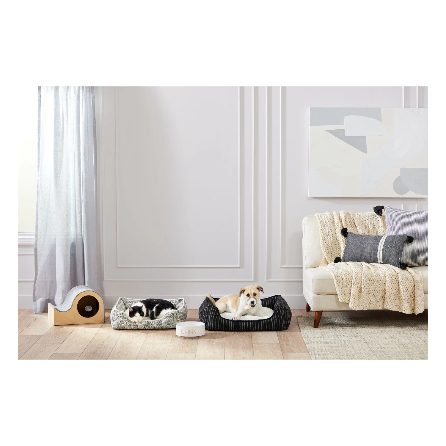 Top Paw® Black & White Striped Cuddler Dog Bed 6 Top Paw® Black & White Striped Cuddler Dog Bed - Image 6