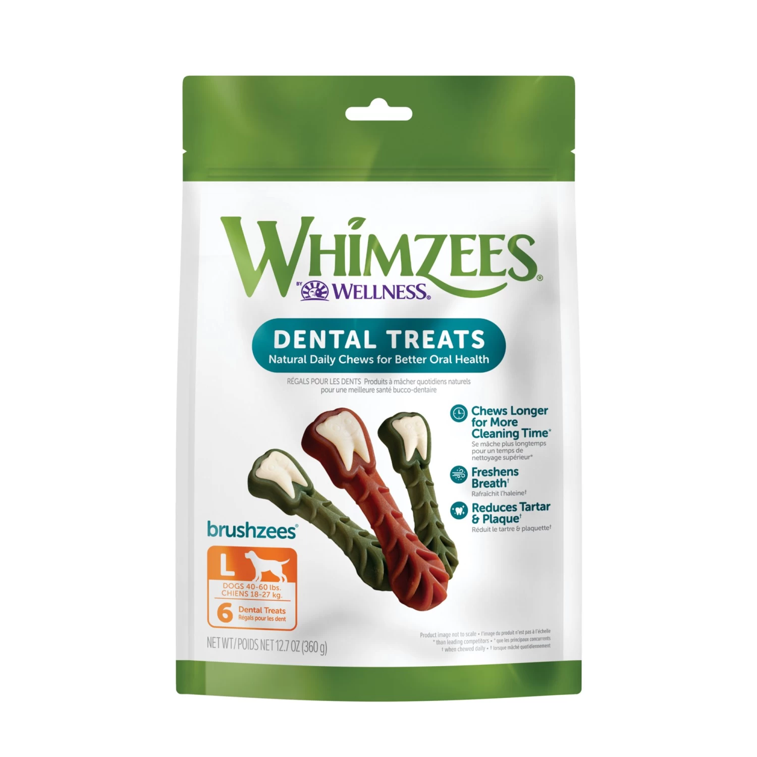 Whimzees Brushzees Large Dog Dental Treats - Vegetable 1 Whimzees Brushzees Large Dog Dental Treats - Vegetable